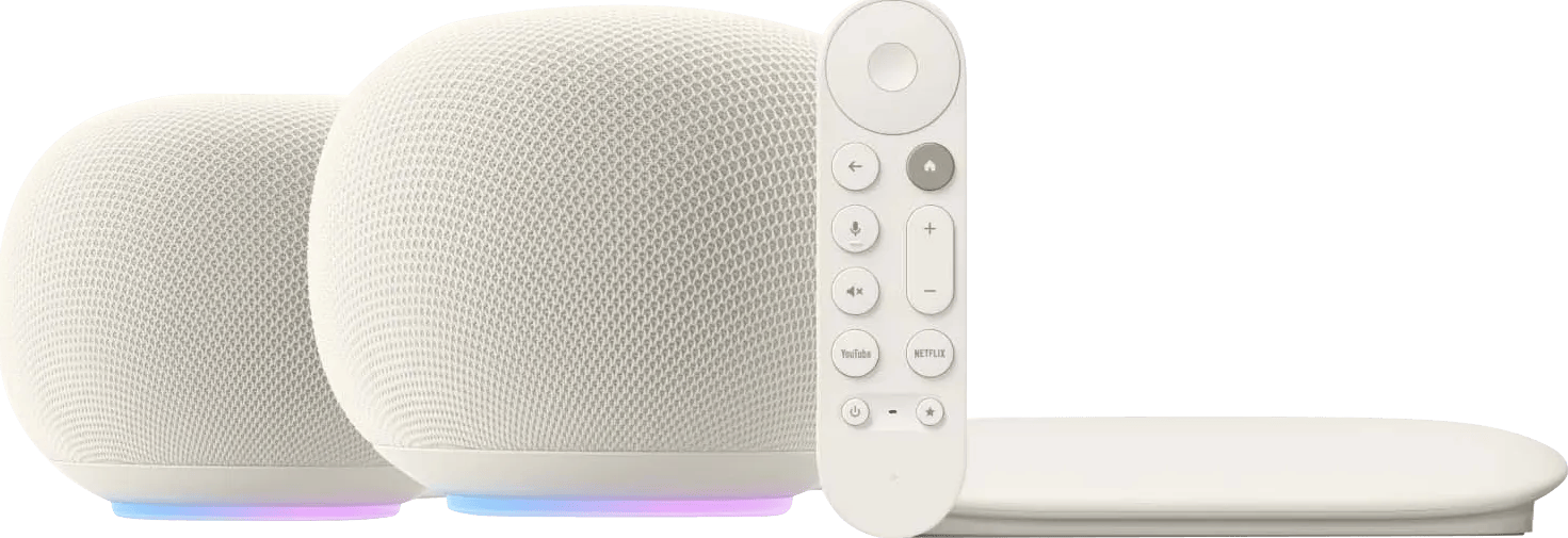 Google Home Speaker Créme Duo Pack + Google TV Streamer 4K
