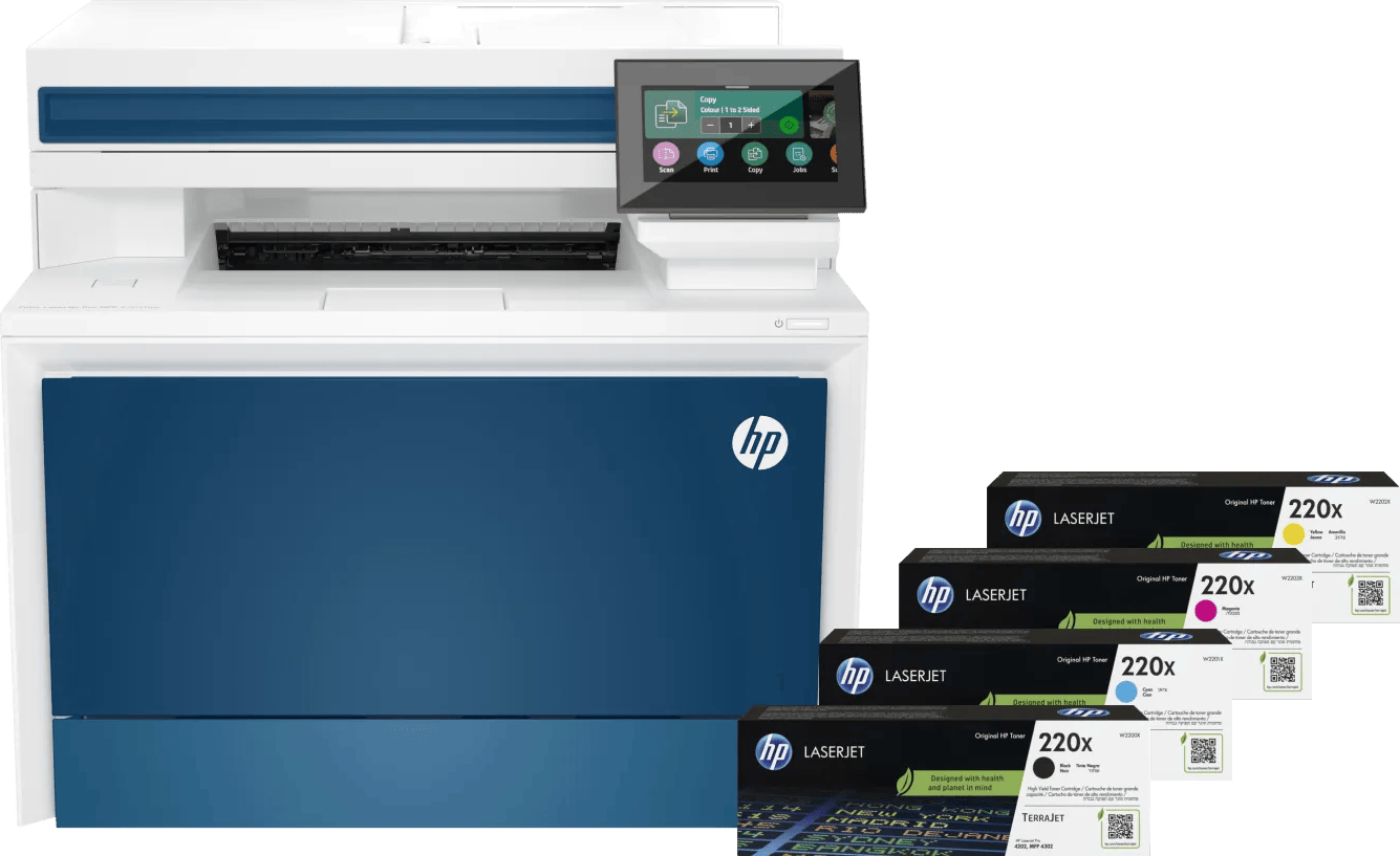 HP Color LaserJet Pro MFP 4302fdw + 1 set extra XL toners