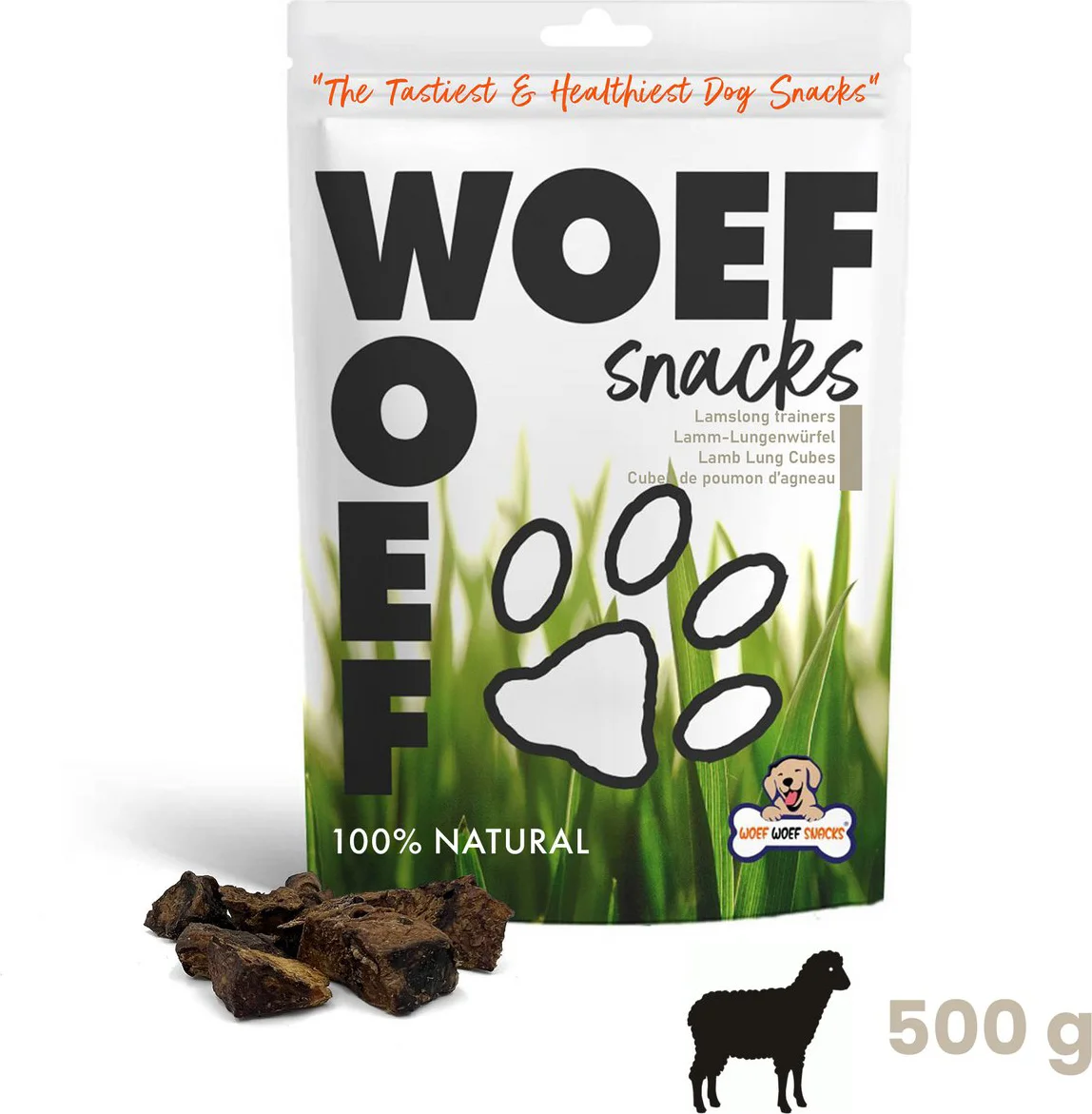 Woef Woef Hondensnack Lamslong Trainers L 500 gr