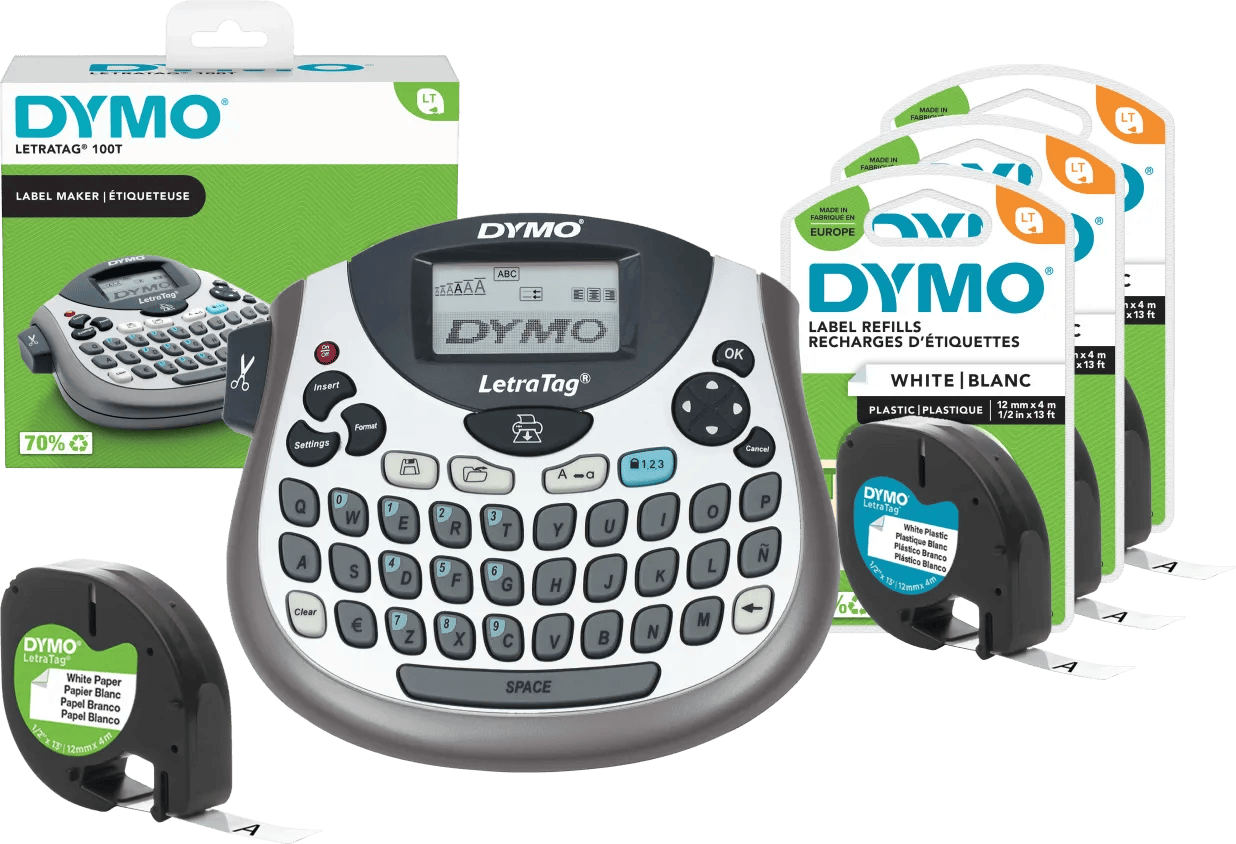 DYMO LetraTag LT-100T Labelprinter Qwerty + 3 extra labels