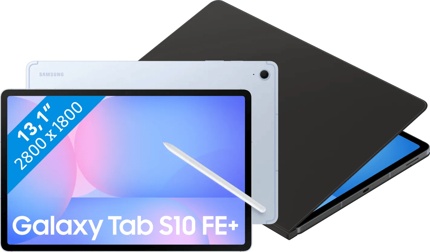 Samsung Galaxy Tab S10 FE Plus 13,1 inch 256GB Wifi Lichtblauw + BlueBuilt Book Case Zwart