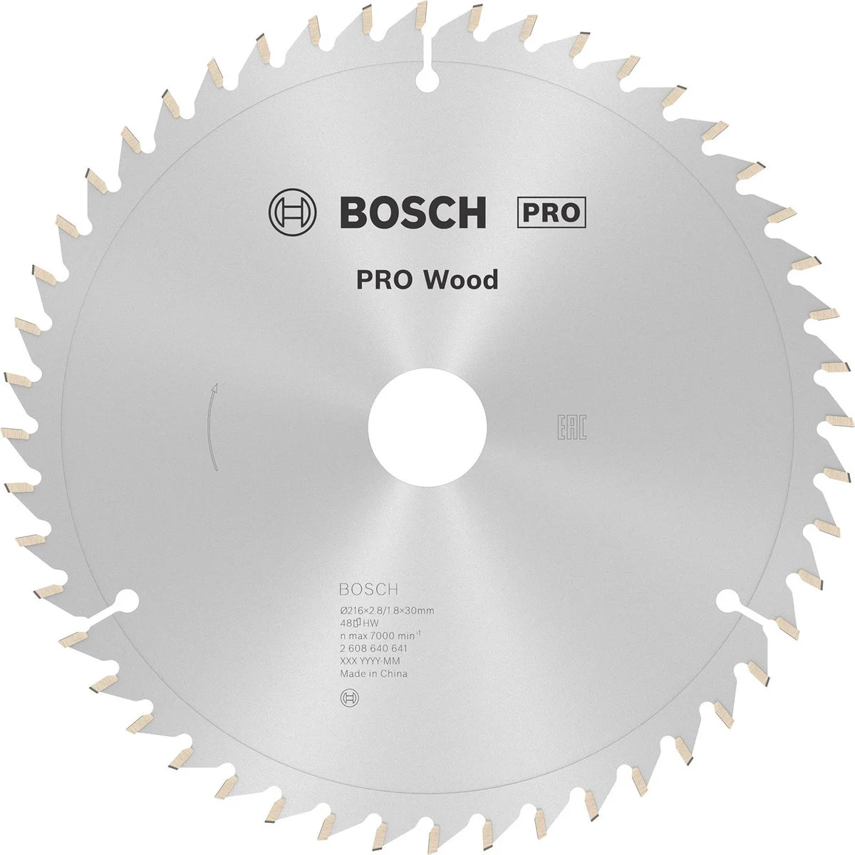 Bosch Professional Cirkelzaagblad PRO Wood | Ø 216 x 2,8 x 30mm 48T - 2608640641