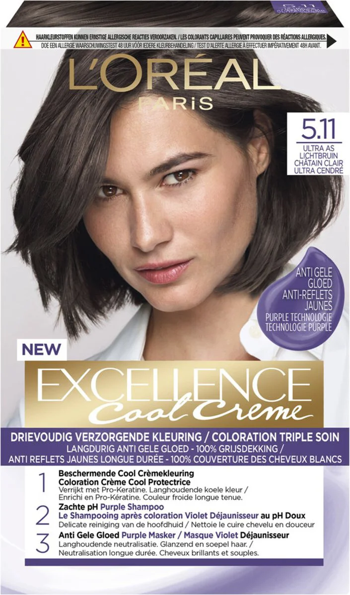 6x L'Oréal Excellence Cool Crème Permanente Crèmekleuring 5.11 - Ultra As Lichtbruin