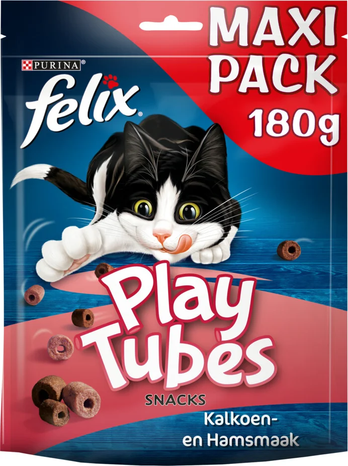 Felix Kattensnack Play Tubes Kalkoen - Ham 180 gr