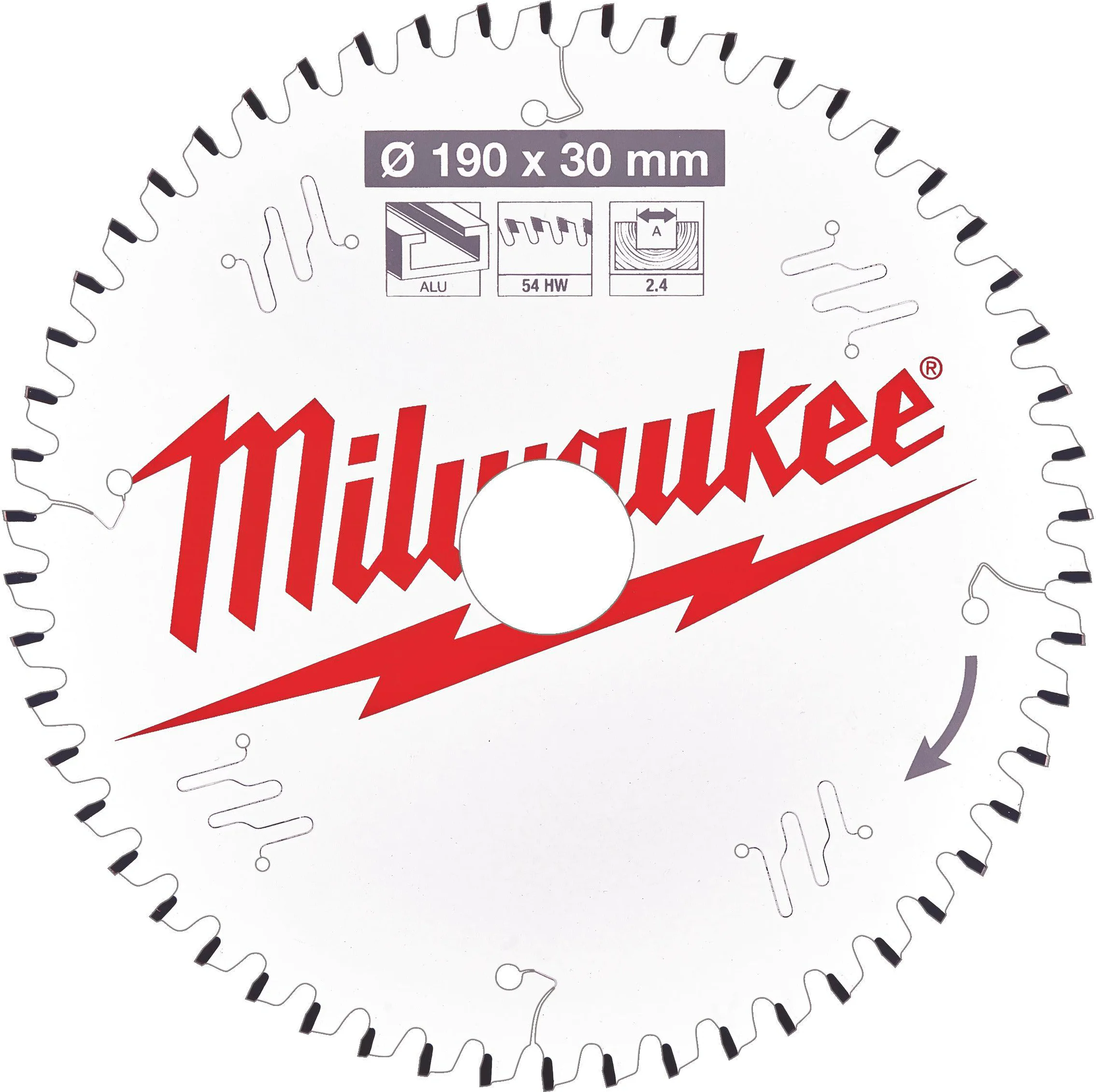 Milwaukee Cirkelzaagblad voor Kunststof | Ø 190mm Asgat 30mm 54T - 4932471303
