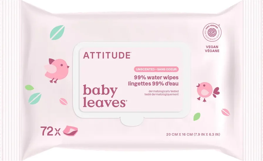 Attitude Baby Leaves 99% Waterwipes 72 stuks