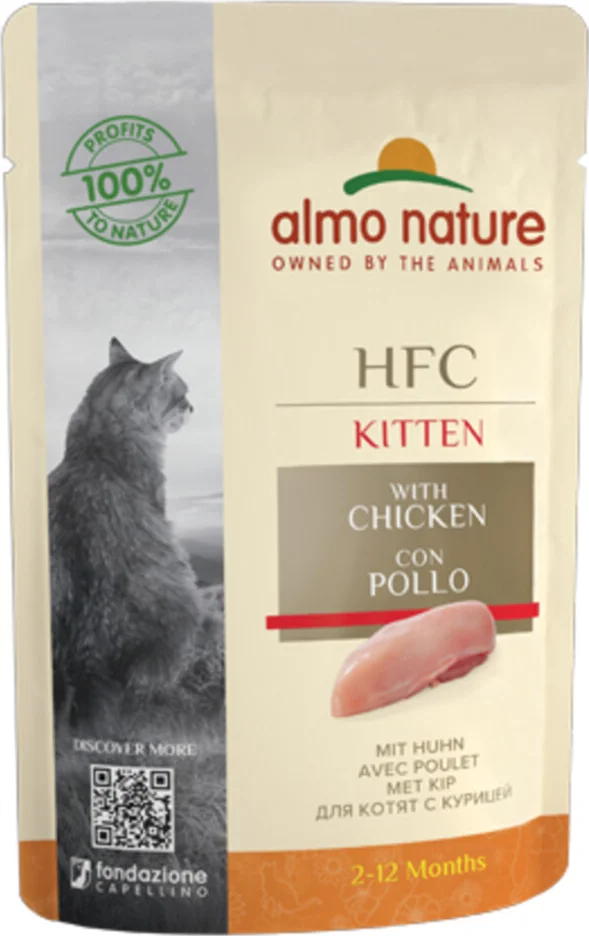 48x Almo Nature HFC Complete Kattenvoer Nat Kitten Kip 55 gr