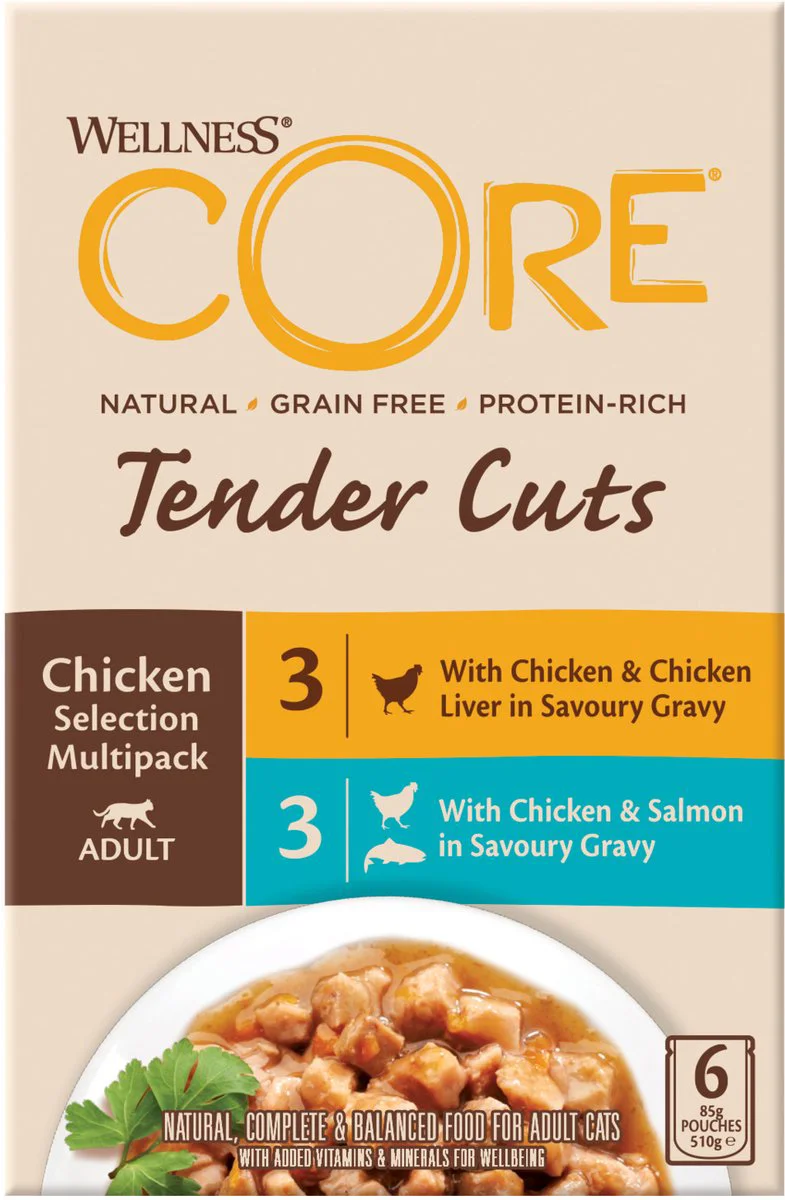 Wellness Core Kattenvoer Tender Cuts Selection 6-pack Kip 6 x 85 gr