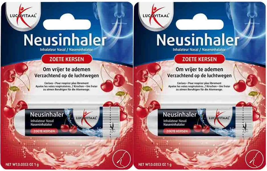 2x Lucovitaal Neusinhaler Vrijer Ademen Zoete Kersen 1 gr