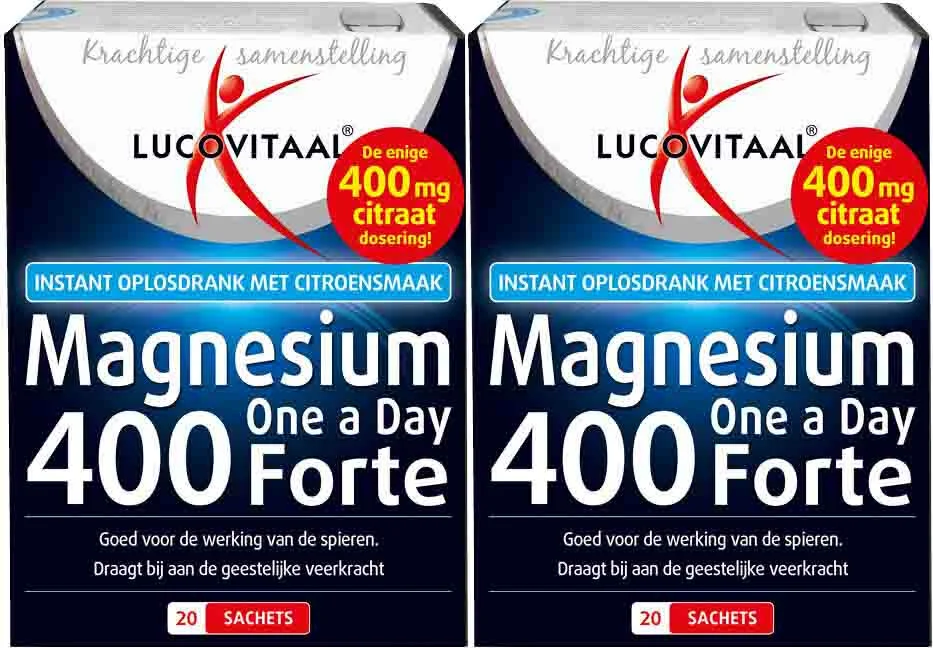 2x Lucovitaal Magnesium 400 Forte One a Day 20 sachets
