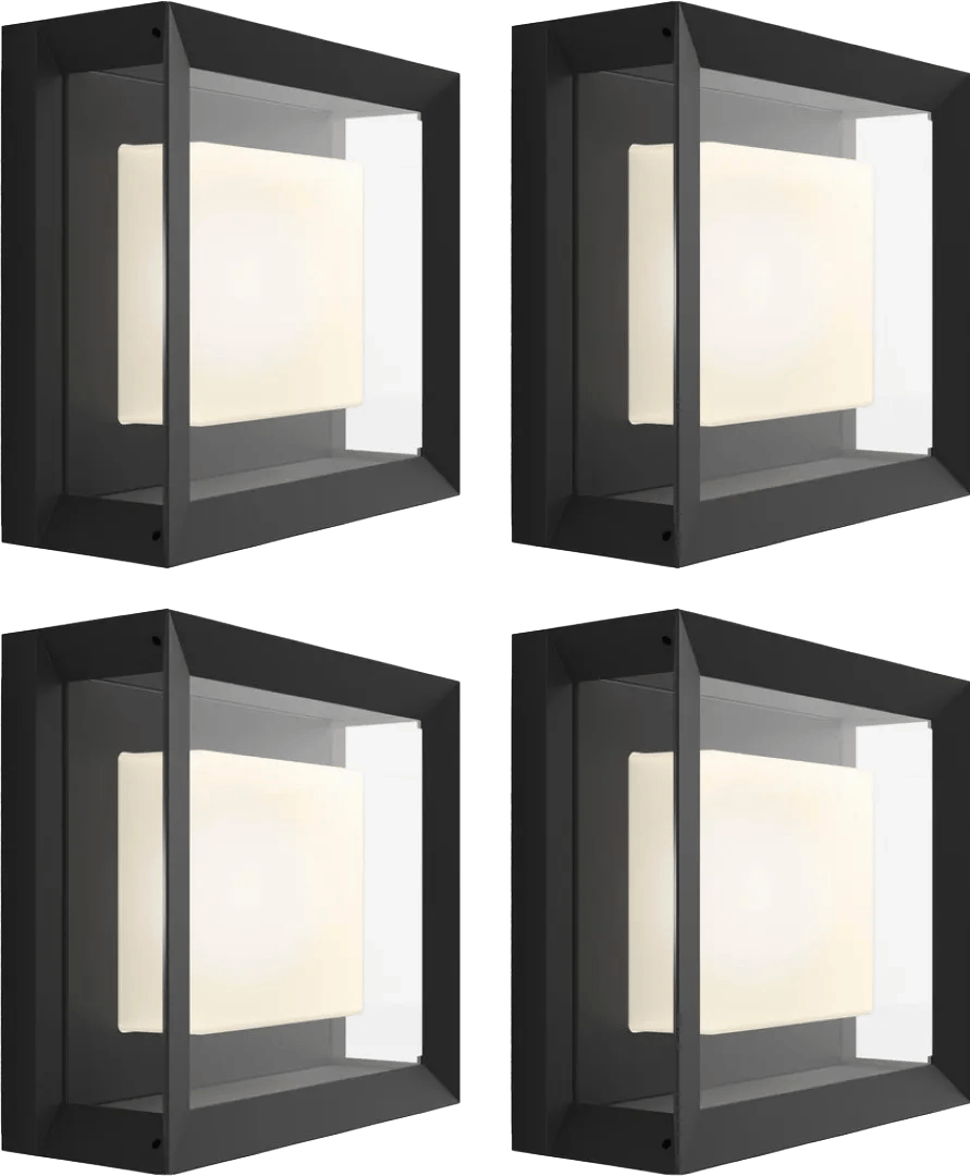 Philips Hue Econic muurlamp White and Color Zwart modern 4-pack
