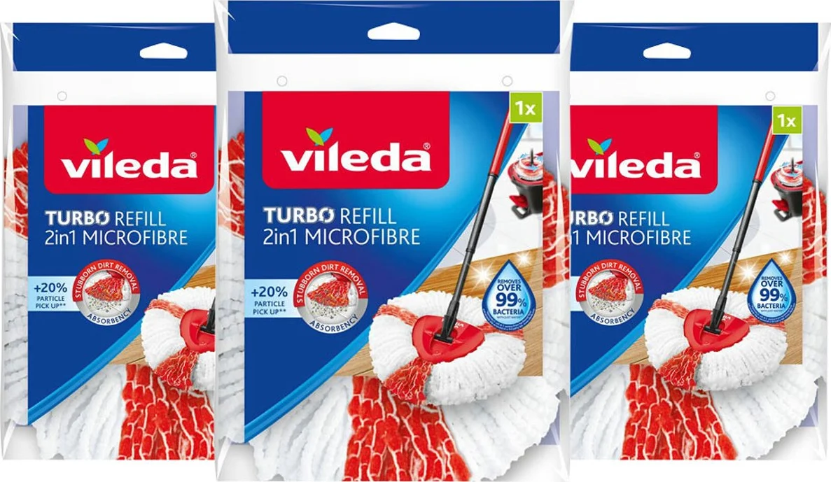 3x Vileda Turbo 2-in-1 Navulling