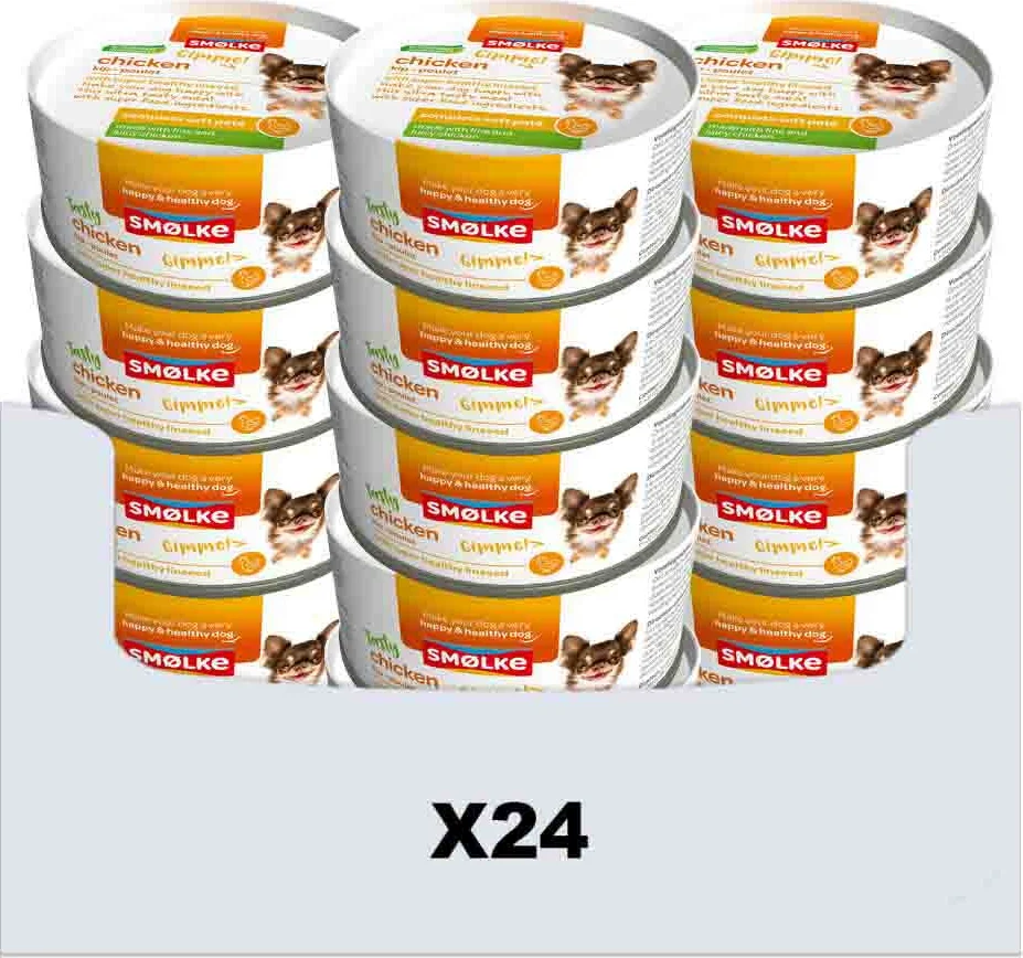 24x Smolke Hondenvoer Soft Paté Kip 125 gr