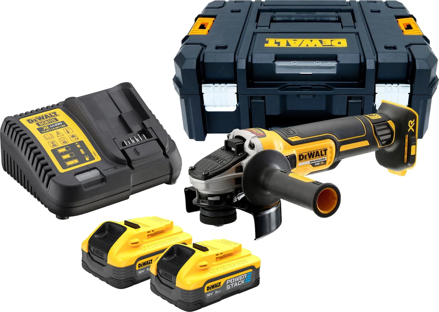 DeWALT DCG405H2T Accu haakse slijper 125mm 18V XR 5.0Ah POWERSTACK in TSTAK