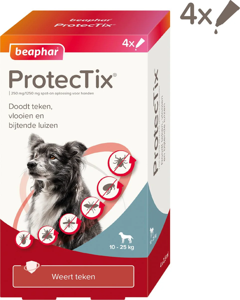 Beaphar ProtecTix Hond Anti Vlo & Teek 10-25 kg 4 pipetten