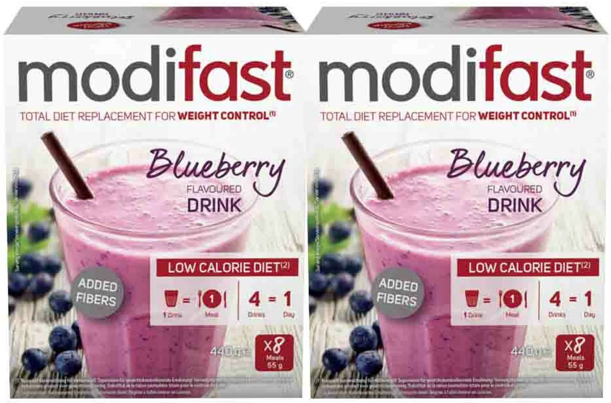 2x Modifast Weight Control Milkshake Blueberry 8 x 55 gr