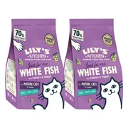 2x Lily's Kitchen Kattenvoer Droog Senior Witvis Kalkoen Forel 800 gr