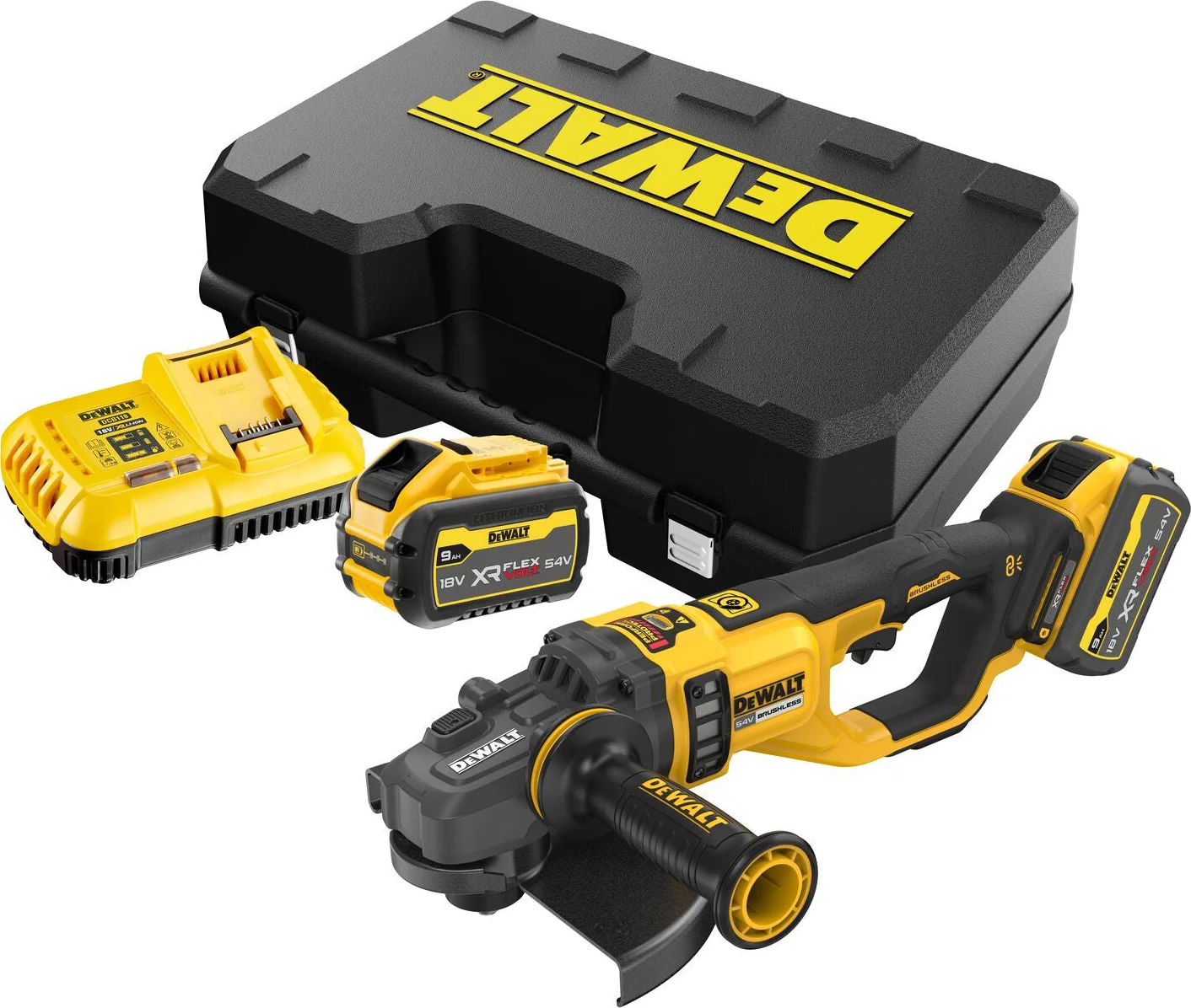 DeWALT DCG460X2 Accu Haakse Slijper 230mm 54V XR FlexVolt 9.0Ah in koffer