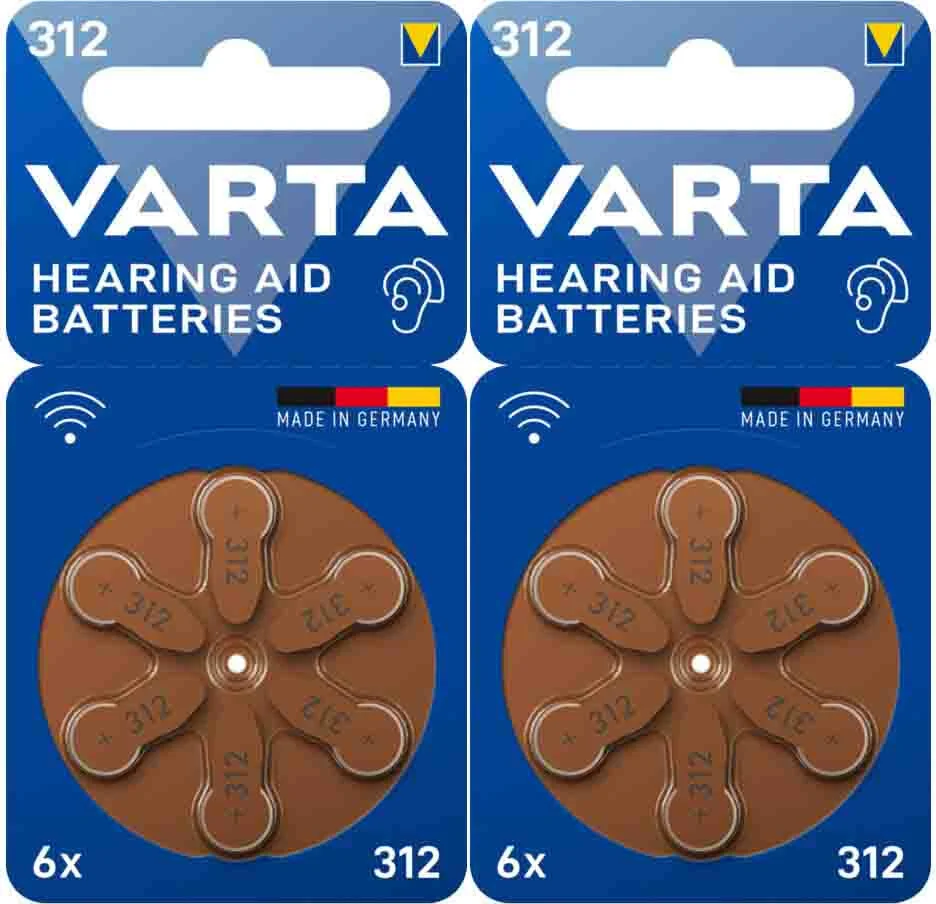 2x Varta Gehoorbatterij Gehoorapparaat 312 Blister 6 stuks