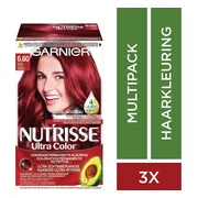 3x Garnier Nutrisse Ultra Color Permanente Haarkleuring 6.60 Vurig Rood