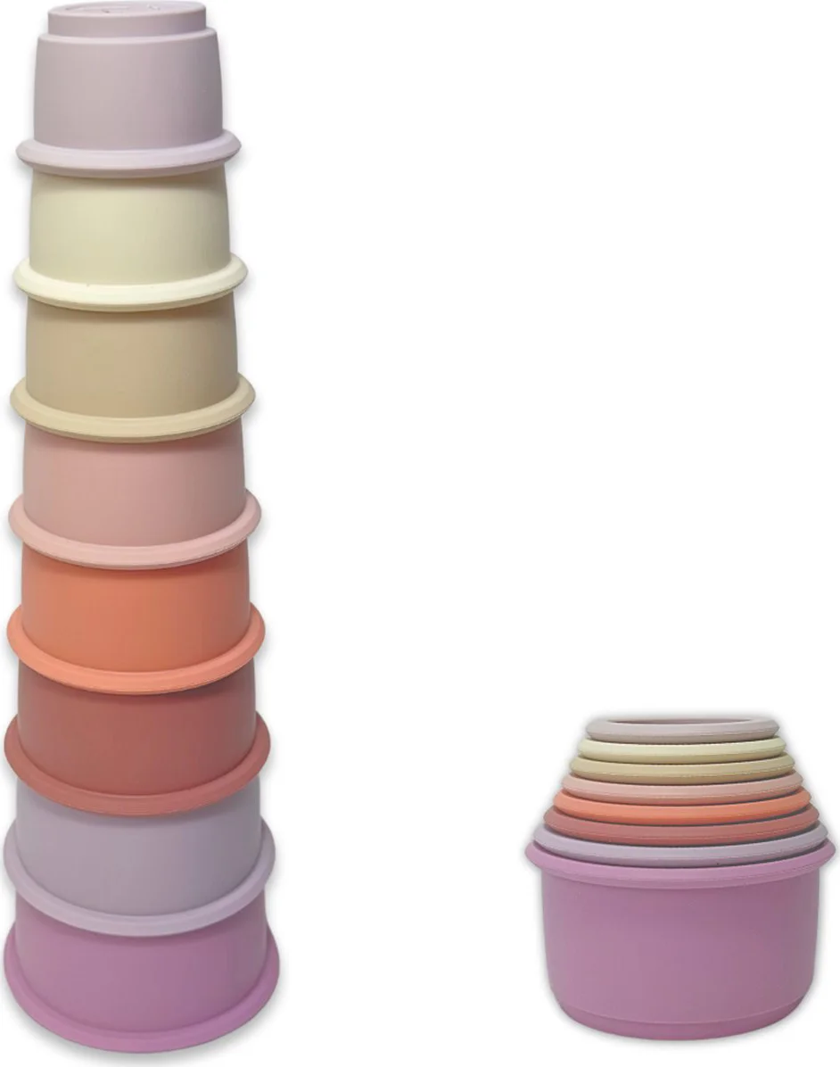 Jean's goods - Stapeltorentje - stapeltoren - stapelbekers - baby speelgoed - duurzaam speelgoed vanaf 18 maanden - montessori - peuter speelgoed - kinderspeelgoed - educatief speelgoed - baby stapelspeelgoed - kraamcadeau - babycadeau