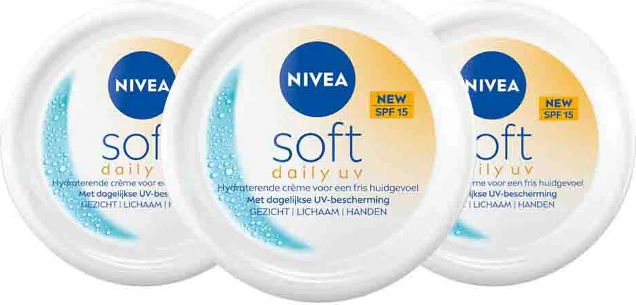 3x NIVEA Soft Daily UV SPF15 200ml