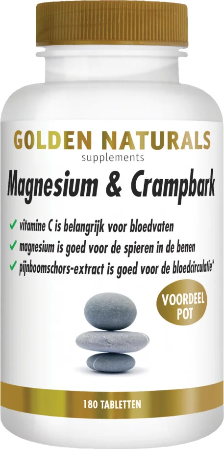 2x Golden Naturals Magnesium & Crampbark 180 tabletten
