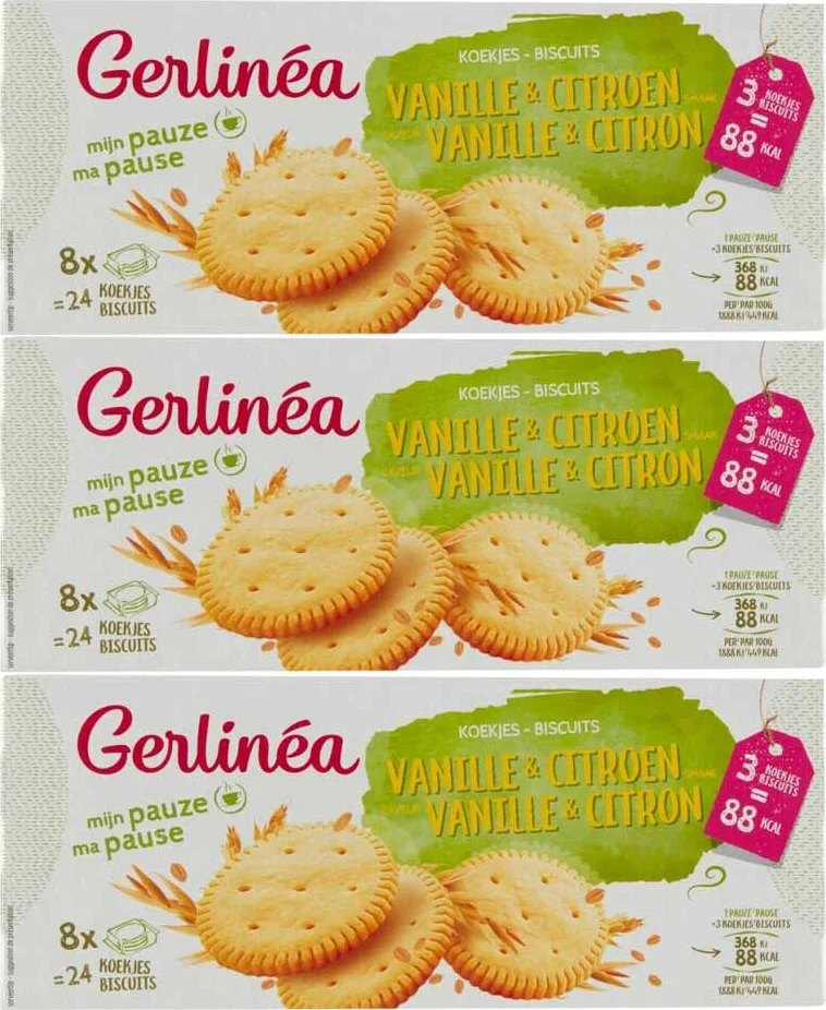 3x Gerlinea Koekjes Vanille & Citroen 8x3 stuks