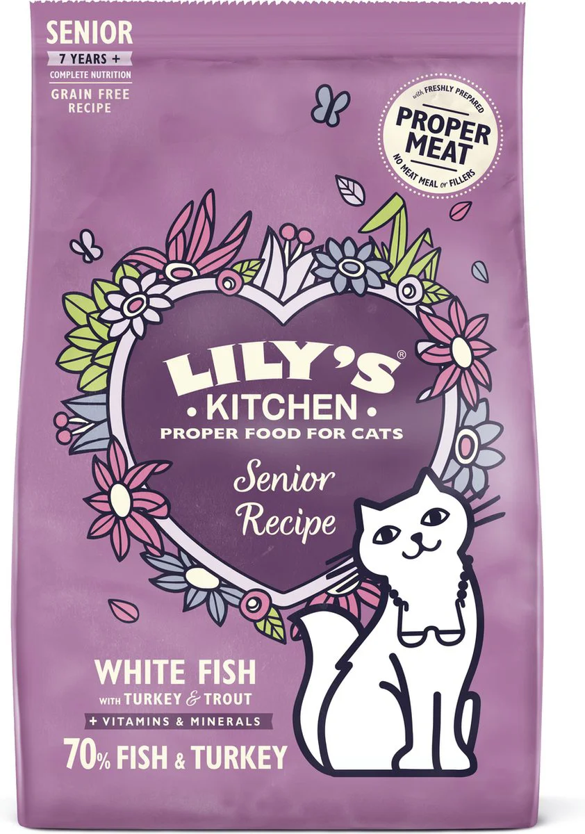 Lily's Kitchen Kattenvoer Droog Senior Witvis Kalkoen Forel 800 gr