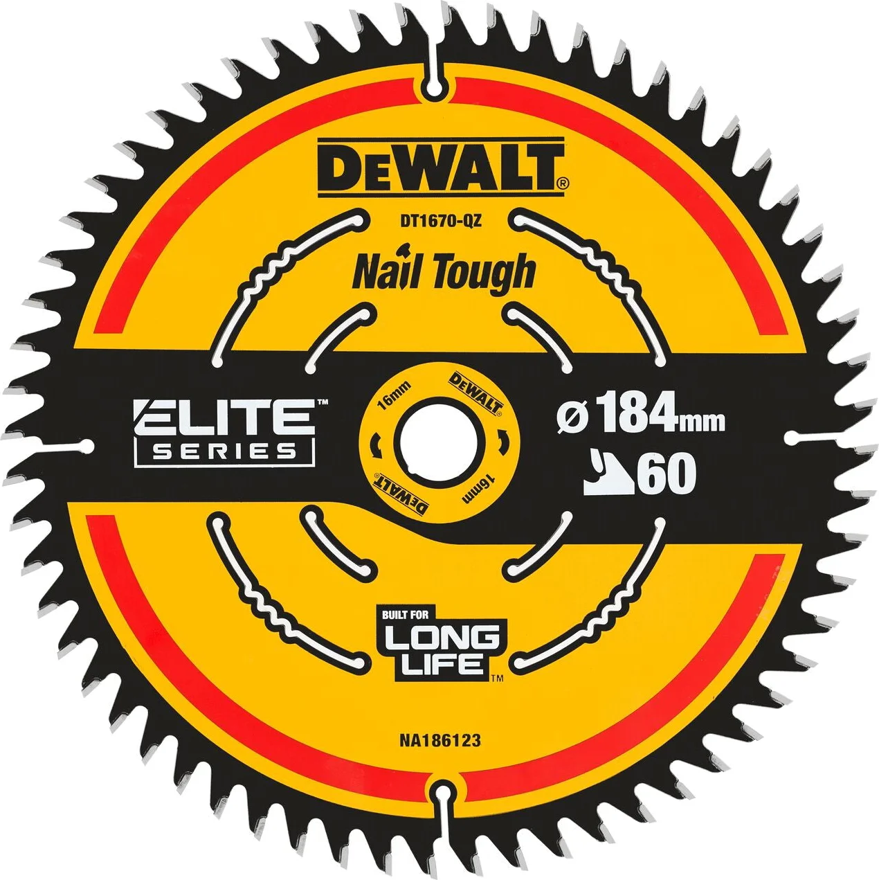 DeWALT Cirkelzaagblad voor Hout | Extreme | Ø 184mm Asgat 16mm 60T - DT1670-QZ