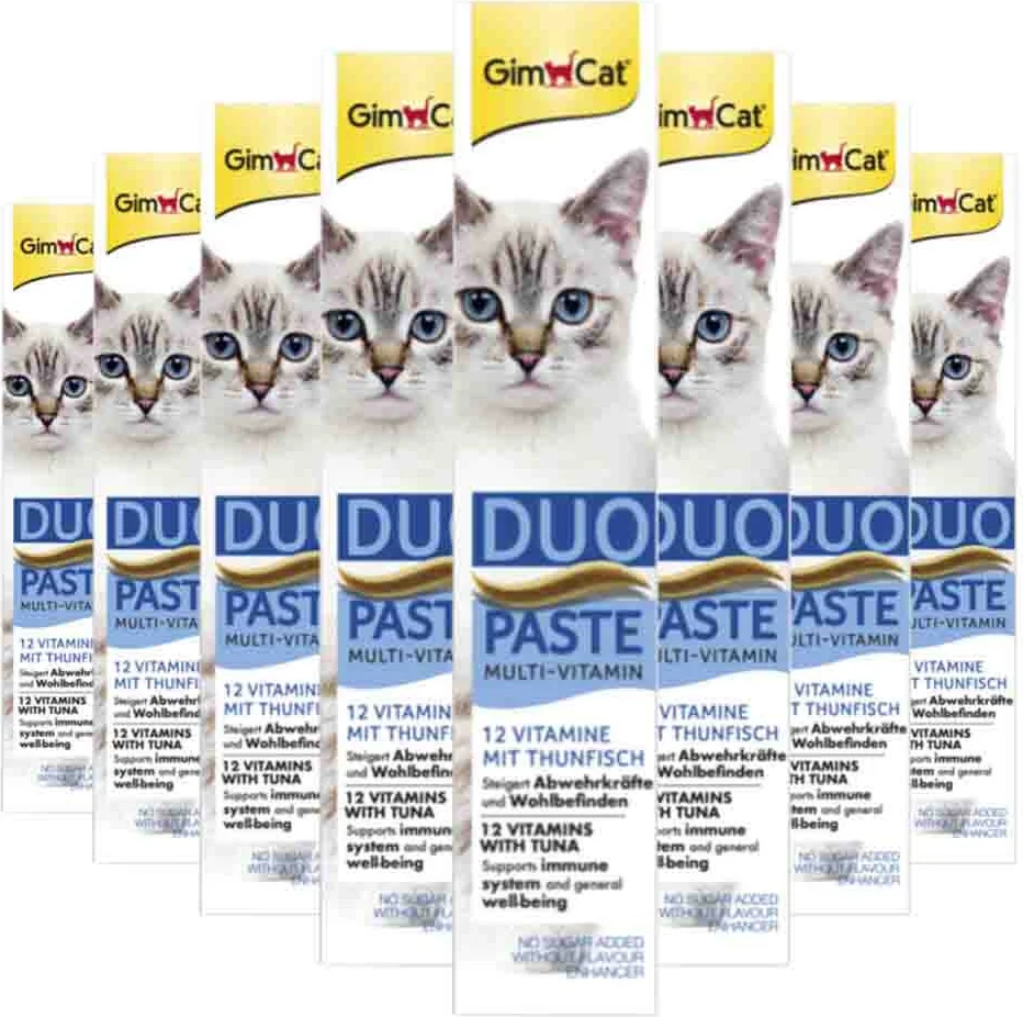 8x GimCat Multi-Vitamin Duo-Pasta Tonijn & Vitamines 50 gr