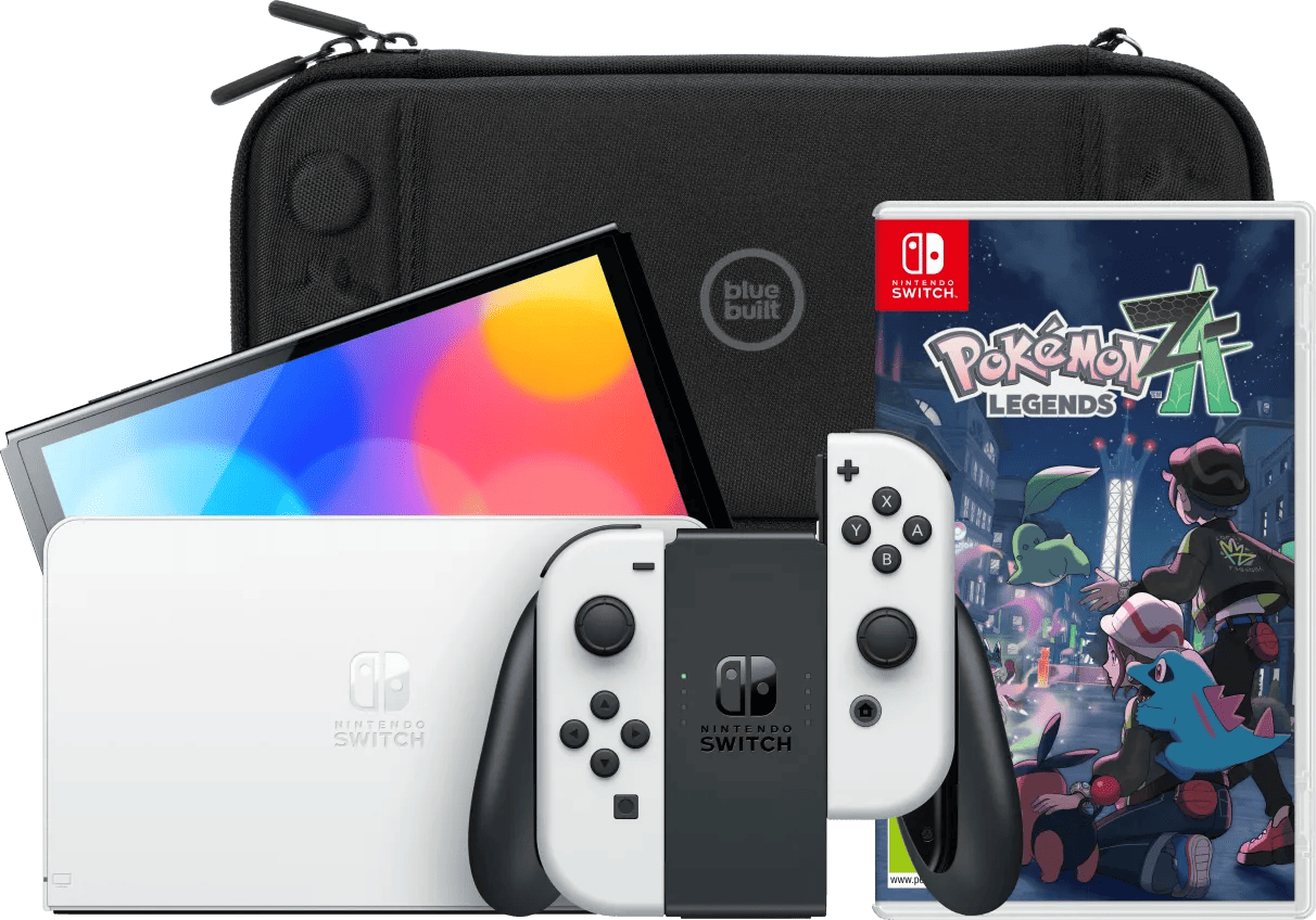 Nintendo Switch OLED Wit + Pokémon Legends: Z-A + BlueBuilt Beschermhoes