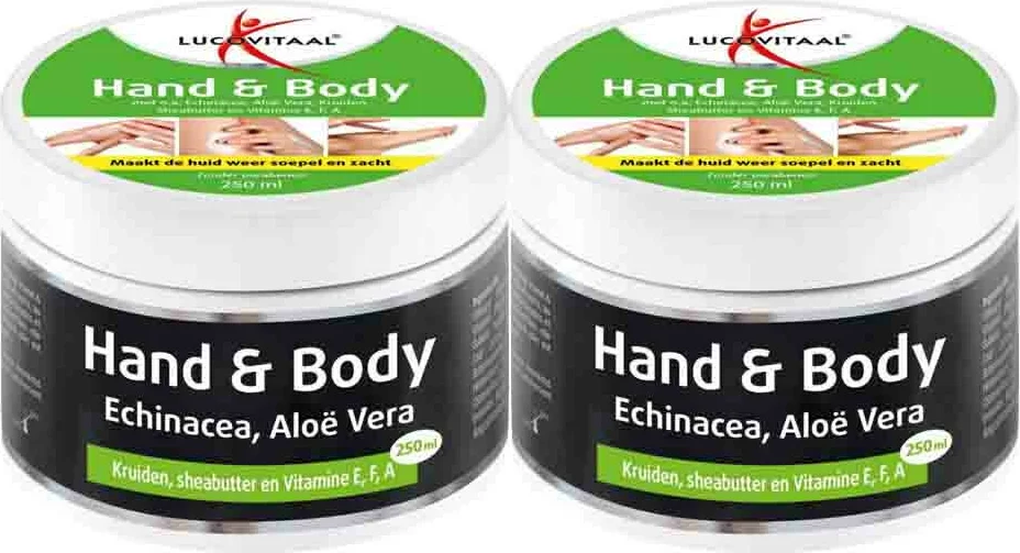 2x Lucovitaal Hand en Body Crème Echinacea & Aloë Vera 250 ml