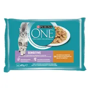 Purina ONE Kattenvoer Nat Sensitive Adult Kip & Wortel 4 x 85 gr