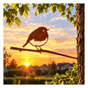 Tuindecoratie - Tuin - Tuin decoratie voor buiten - Cortenstaal - Metalbird - Roodborstje - 31x17cm