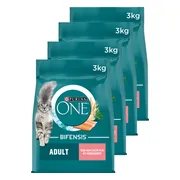 4x Purina ONE Kattenvoer Droog Adult Zalm - Volkoren Granen 3 kg