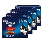 Felix Elke Dag Feest in Gelei Countryside Selection - Kattenvoer Natvoer - Lam Kip Rund & Konijn - 48 x 85 g