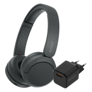 Sony WH-CH520 Zwart + BlueBuilt Quick Charge Oplader met Usb A Poort 18W Zwart