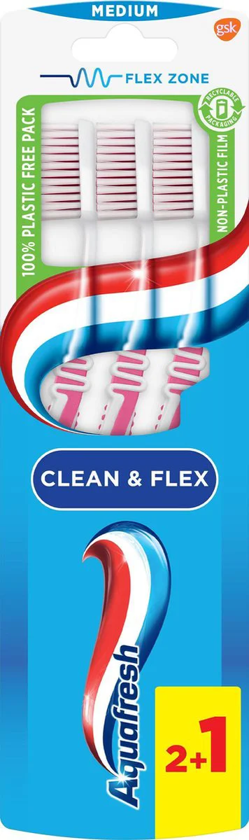 Aquafresh Tandenborstel Clean & Flex Medium 3 stuks