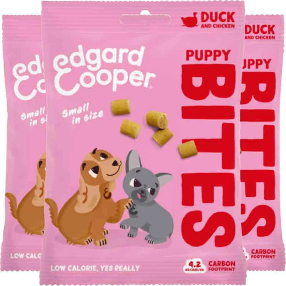 3x Edgard & Cooper Puppy Bite S Eend & Kip 50 gr