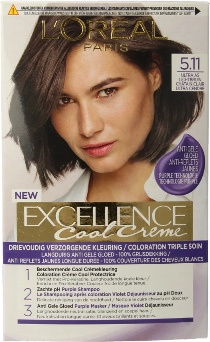 L'Oréal Excellence Cool Crème Permanente Crèmekleuring 5.11 - Ultra As Lichtbruin