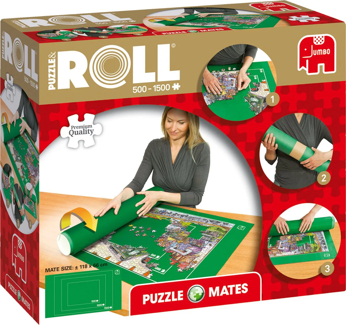 Jumbo - Puzzle & Roll - Puzzelrol - Opbergen puzzel 500 tot 1500 Stukjes - 118x66 cm - Puzzelmat - Puzzelaccessoires