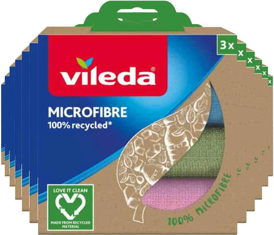12x Vileda Microvezeldoek 100% Gerecycleerd 3 stuks
