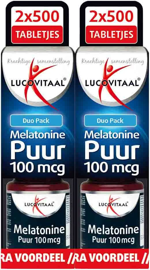 2x Lucovitaal Melatonine 100mcg DUO Pack 2x500 tabletten