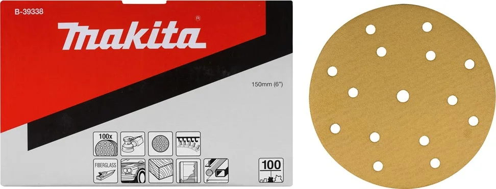 Makita B-39344 Schuurschijf 150mm K120 Yellow Velcro