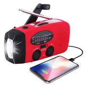 Rode Noodradio - Noodradio Opwindbaar - Noodradio op zonne-energie - fm noodradio - Dynamo Radio - radio - fm radio - powerbank noodradio - radio met zaklamp