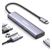 AKONIC USB-C HUB - Docking Station - HDMI 4K ULTRA HD - USB-C Power Delivery 100W - USB-A 3.0 - Uitbreiding Poorten - ZILVER - voor HP, Microsoft, Samsung, DELL, Asus, MSI, Acer, Lenovo, Medion, Sony etc.