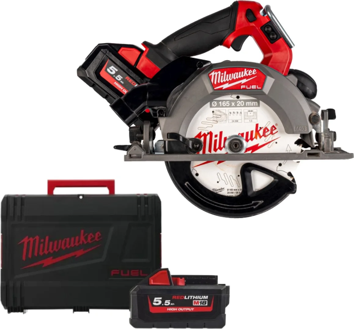 Milwaukee M18 FUEL™ FCSDC165-552C Accu cirkelzaag 165mm 18V 5.5Ah in koffer - 4933499997