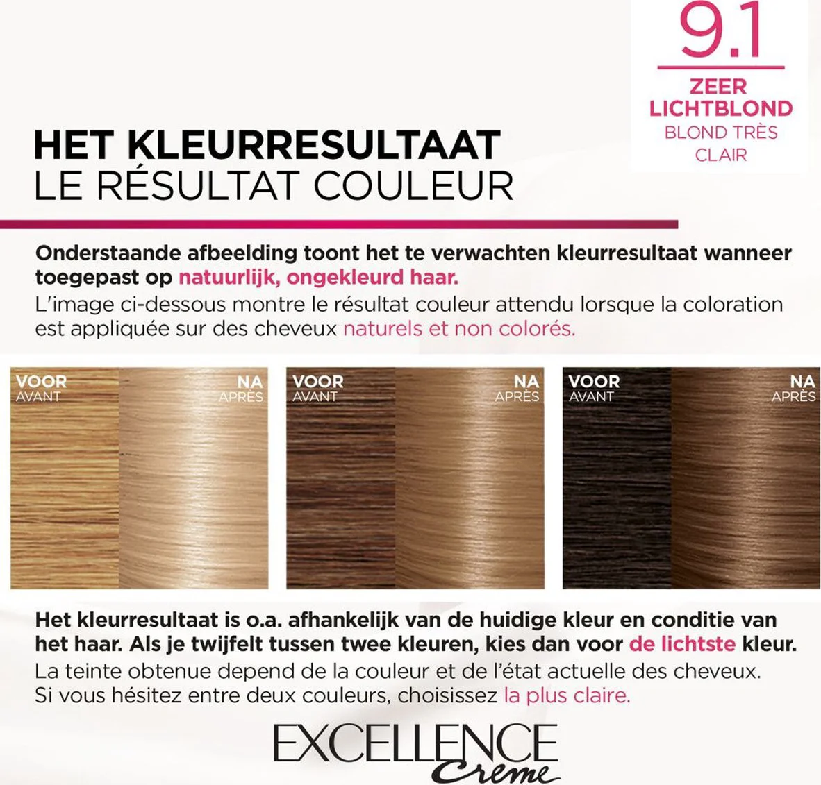 3x L'Oréal Excellence Crème Permanente Crèmekleuring 9.1 Zeer Licht Asblond
