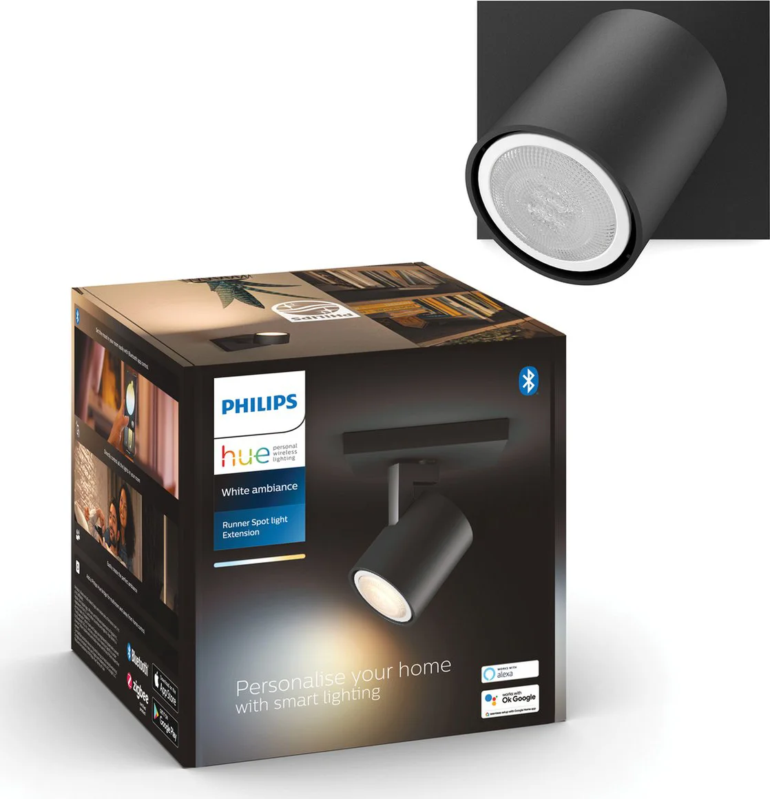 Philips Hue Runner opbouwspot White Ambiance - 1 Spots - Zwart